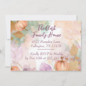 Thanksgiving Dinner Aquarel Pompoen Uitnodiging (Achterkant)