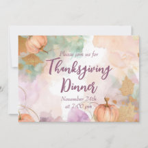Thanksgiving Dinner Aquarel Pompoen Uitnodiging