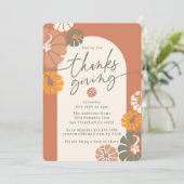 Thanksgiving Dinner Arch Herfst Terracotta Pompoen Kaart (Staand voorkant)