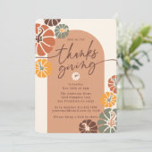 Thanksgiving Dinner Arch Herfst Terracotta Pompoen Kaart (Staand voorkant)