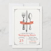 Thanksgiving Dinner Bestek Perzik Grijs Kaart (Voorkant)