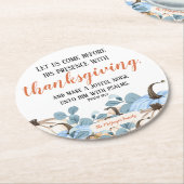 Thanksgiving Dinner Bible Verse Familienaam Script Ronde Kartonnen Onderzetter (Gebogen)