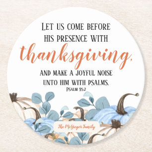 Thanksgiving Dinner Bible Verse Familienaam Script Ronde Kartonnen Onderzetter
