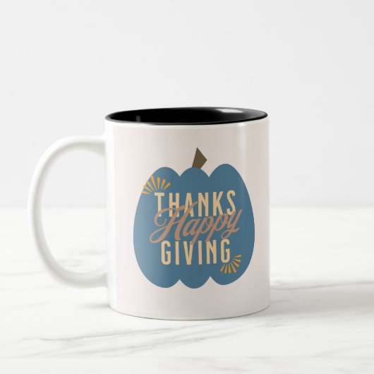 Thanksgiving Dinner Blauwe Pompoen Koffiemok Tweekleurige Koffiemok (Links)