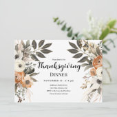 Thanksgiving Dinner Bloemstuk Horizontale Uitnodig Kaart (Staand voorkant)