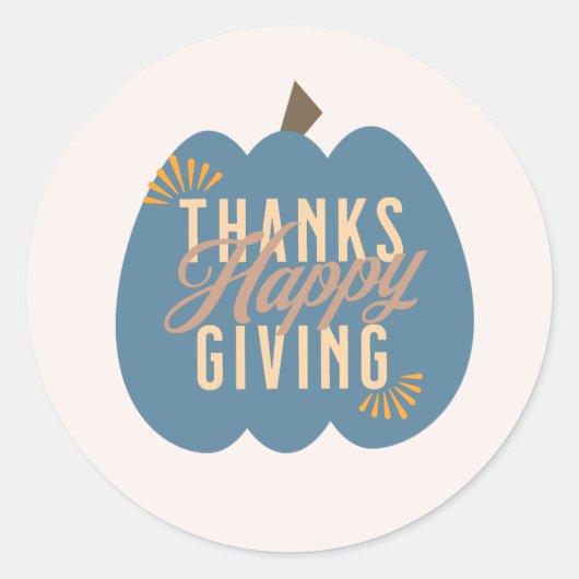 Thanksgiving Dinner Blue Pumpkin Ronde Sticker (Voorkant)