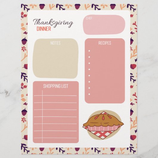 Thanksgiving Dinner boodschappenlijst (Voorkant)