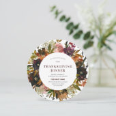 Thanksgiving Dinner Burgundy Red Floral Modern Kaart (Staand voorkant)