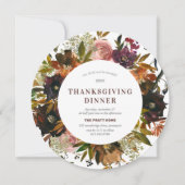 Thanksgiving Dinner Burgundy Red Floral Modern Kaart (Voorkant)