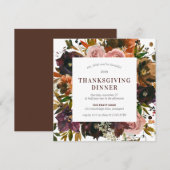 Thanksgiving Dinner Burgundy Red Floral Square Kaart (Voorkant / Achterkant)