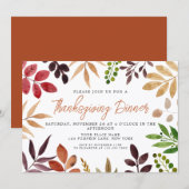 Thanksgiving Dinner Colorful Autumn Leaves Kaart (Voorkant / Achterkant)