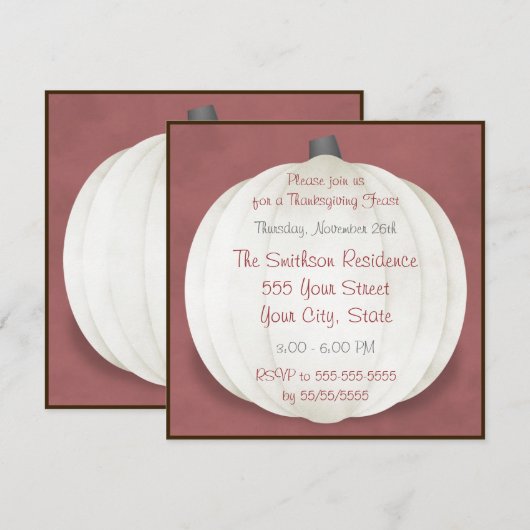 Thanksgiving Dinner Country Rustic White Pumpkin Kaart (Voorkant / Achterkant)