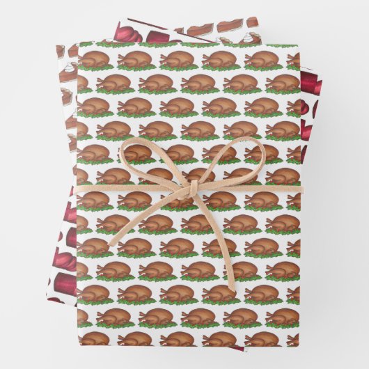 Thanksgiving Dinner Cranberry Turkey Pumpkin Pie Inpakpapier Vel (In situ)