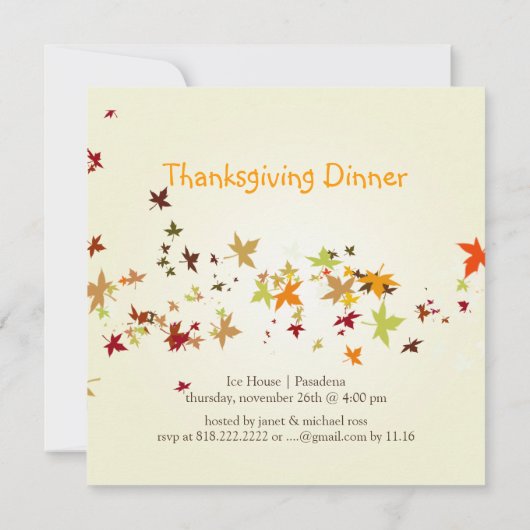 Thanksgiving: Dinner, DIY achtergrond/monsterblade Kaart (Achterkant)