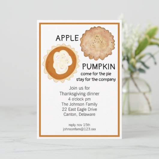 Thanksgiving Dinner en Pie Kaart (Staand voorkant)