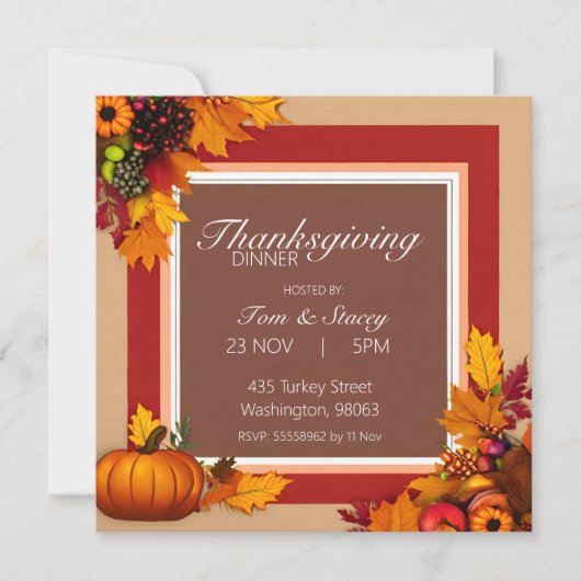 Thanksgiving Dinner Evenement Invitation Kaart (Voorkant)