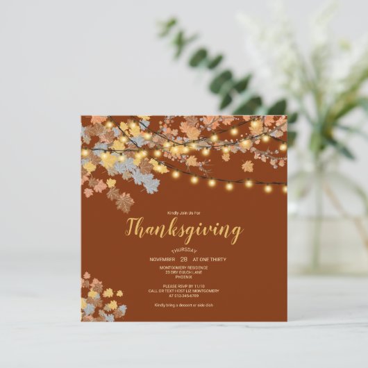 Thanksgiving Dinner Fall verliest  lichten Kaart (Staand voorkant)