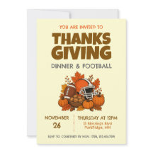 Thanksgiving Dinner Football Partij Uitnodiging