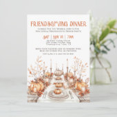 Thanksgiving Dinner Friendsgiving Dinner Party Kaart (Staand voorkant)