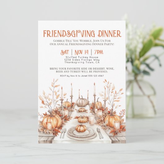 Thanksgiving Dinner Friendsgiving Dinner Party Kaart (Staand voorkant)