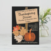 THANKSGIVING DINNER Fun Pumpkin Leaves Kaart (Staand voorkant)