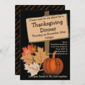 THANKSGIVING DINNER Fun Pumpkin Leaves Kaart (Voorkant / Achterkant)