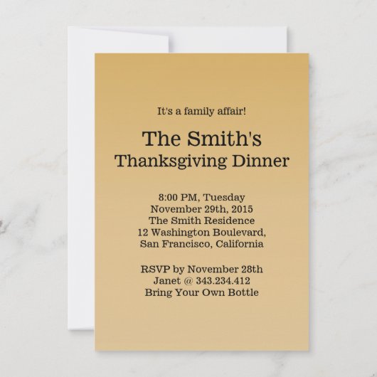 Thanksgiving Dinner Funny Family Reunion Kaart (Achterkant)