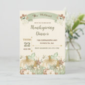 Thanksgiving Dinner Green Ivory Brown Gold Kaart (Staand voorkant)