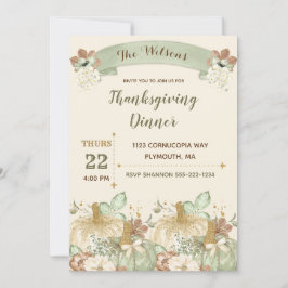 Thanksgiving Dinner Groen Ivoor Bruin Goud Kaart