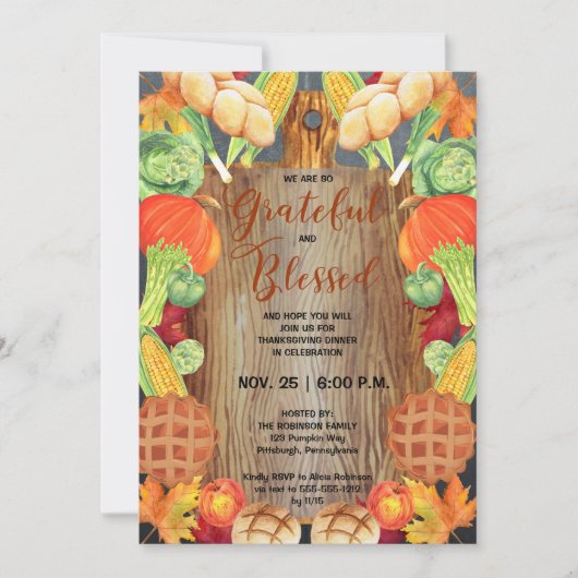 Thanksgiving Dinner-Harvest Grateful Blessed Kaart (Voorkant)