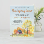 Thanksgiving Dinner Herfst Scene Pumpkins Kaart (Staand voorkant)