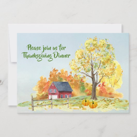 Thanksgiving Dinner Herfst Scene Pumpkins Kaart (Voorkant)