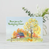 Thanksgiving Dinner Herfst Scene Pumpkins Kaart (Staand voorkant)