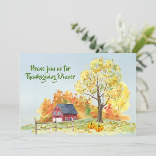 Thanksgiving Dinner Herfst Scene Pumpkins Kaart (Staand voorkant)