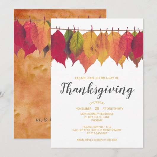 Thanksgiving Dinner Herfstbladeren Sjabloon Kaart (Voorkant / Achterkant)