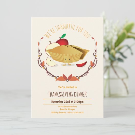 Thanksgiving Dinner Holiday Apple Pie Tan Brown Kaart (Staand voorkant)