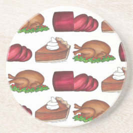 Thanksgiving Dinner Holiday Cranberry Turkey Pie Zandsteen Onderzetter