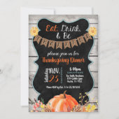 Thanksgiving Dinner Invitation Burlap Chalkboard Kaart (Voorkant)