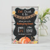 Thanksgiving Dinner Invitation Burlap Chalkboard Kaart (Staand voorkant)