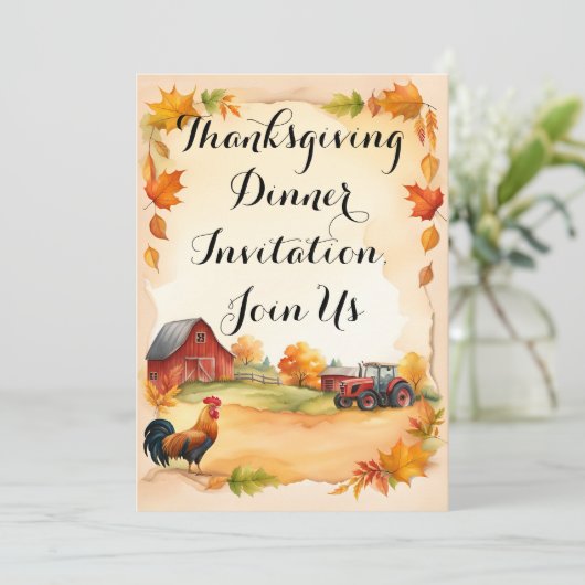 Thanksgiving Dinner Invitation, doe mee Kaart (Staand voorkant)