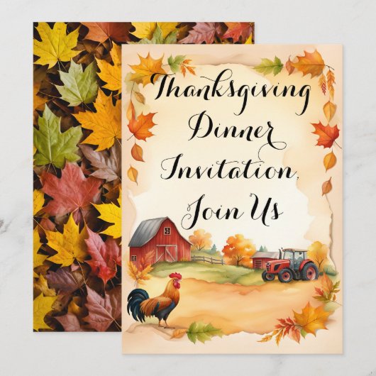 Thanksgiving Dinner Invitation, doe mee Kaart (Voorkant / Achterkant)