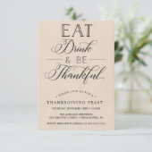 Thanksgiving Dinner Invitation - Eten, Drinken Kaart (Staand voorkant)