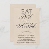 Thanksgiving Dinner Invitation - Eten, Drinken Kaart (Voorkant / Achterkant)