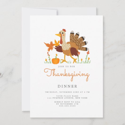 Thanksgiving Dinner Invitation Flat Card Feestdagenkaart (Voorkant)