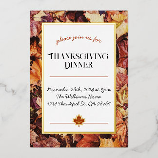 Thanksgiving Dinner Invitation - Folie Leaves Folie Uitnodiging