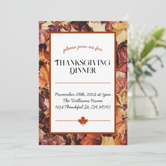 Thanksgiving Dinner Invitation - Herfstbladeren Kaart (Staand voorkant)