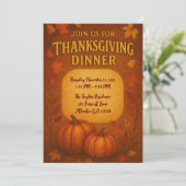 Thanksgiving Dinner Invitation | Herfstbladeren & Kaart (Staand voorkant)
