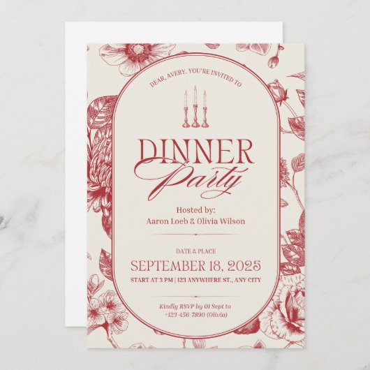 Thanksgiving Dinner Invitation  Kaart (Voorkant / Achterkant)