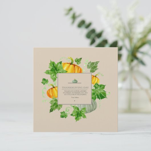 Thanksgiving Dinner Invitation Kaart (Staand voorkant)