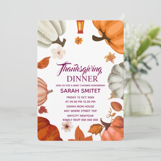 Thanksgiving Dinner Invitation | Laten we Invi ver Kaart (Staand voorkant)